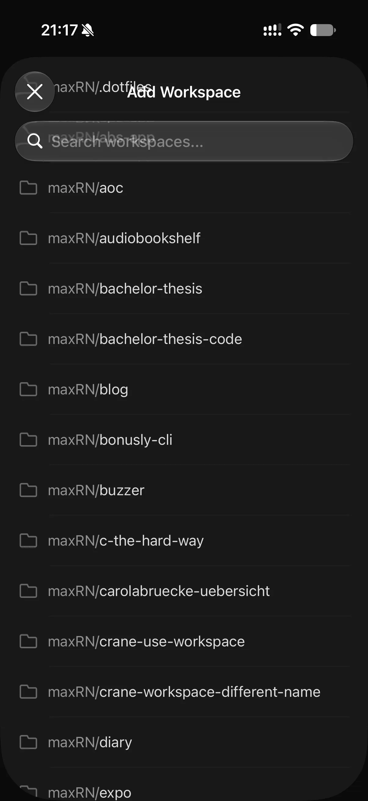 Add workspace screen missing header blur