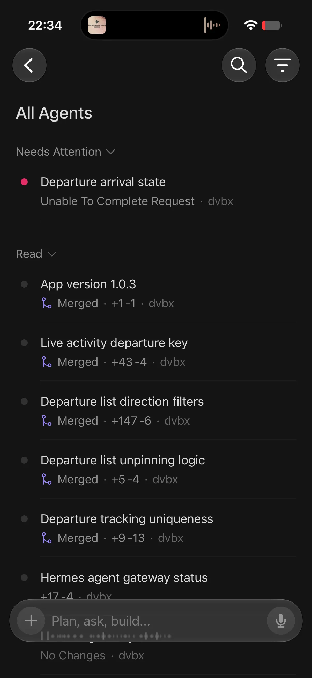 All Agent screen not showing active filters
